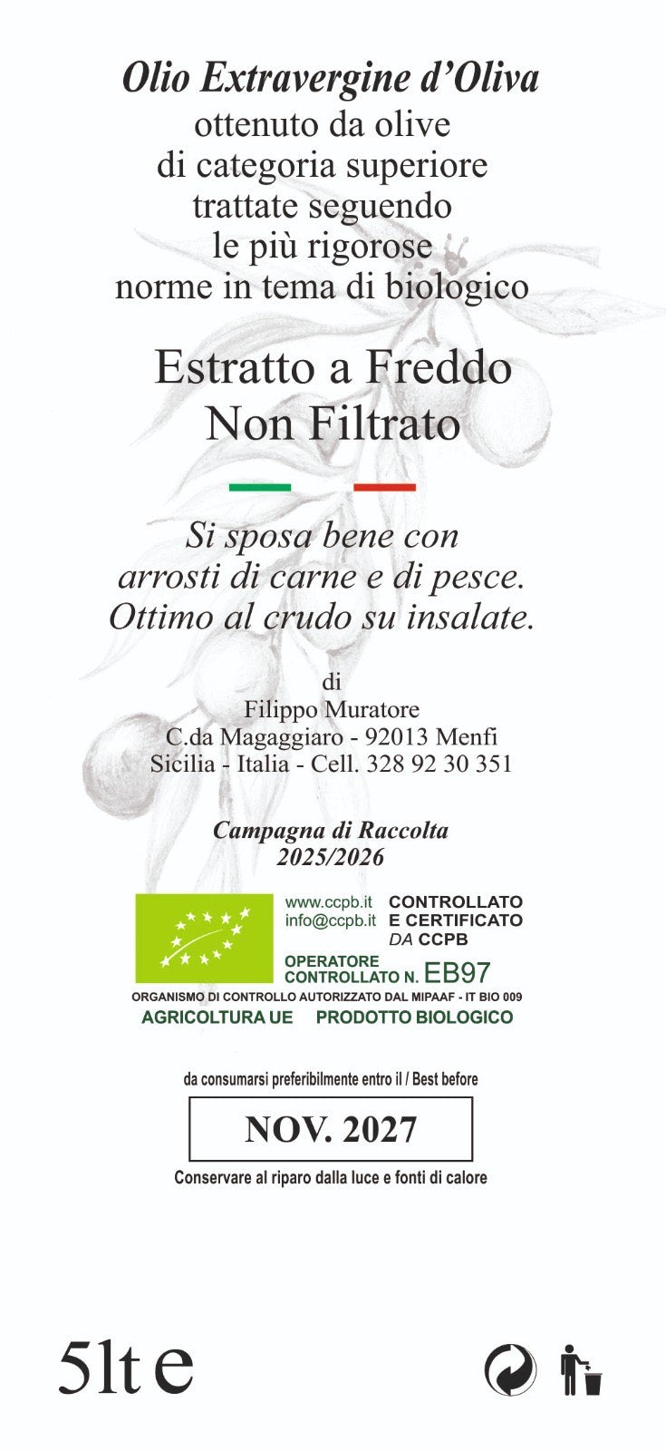 Olio Extravergine di Oliva Biologico Limited Edition